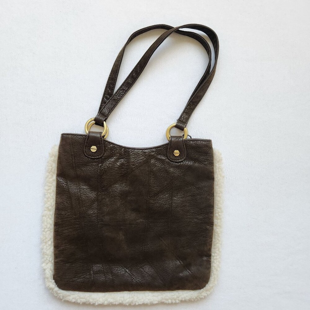 90s Rampage Boho Cozy Faux Suede Shearling Shoulder Hand Bag Soft Retro Cute - Picture 3 of 10